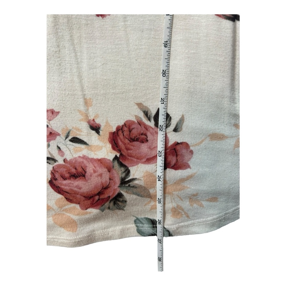 12 PM by Mon Ami Floral Long Sleeve Tee - Size S, White/Pink - Picture 8 of 14